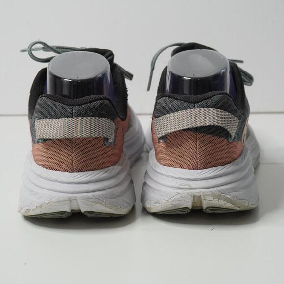 Hoka One One Rincon Womens 7.5 Gray Salmon Pink Chunky Lace Up Comfort SEE - Picture 4 of 10
